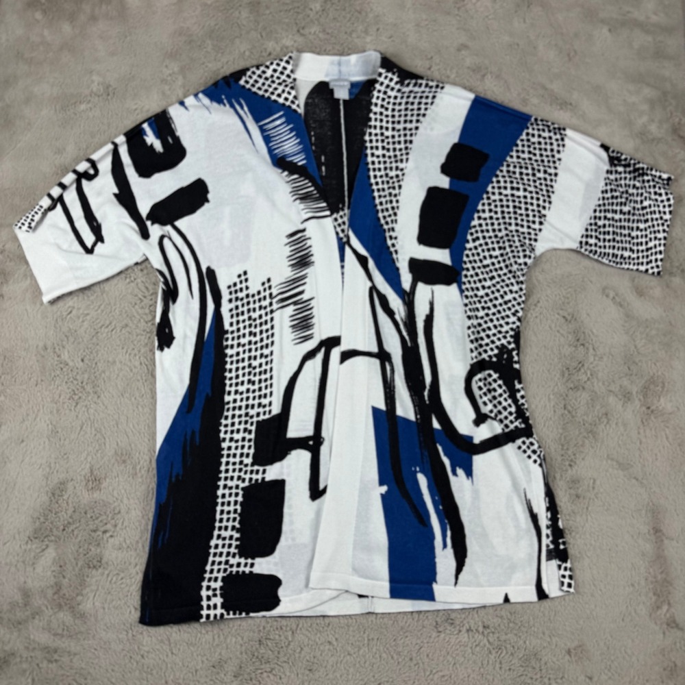 Chico's Open Front Cardigan Abstract Print‎ Knit Lightweight Size 2